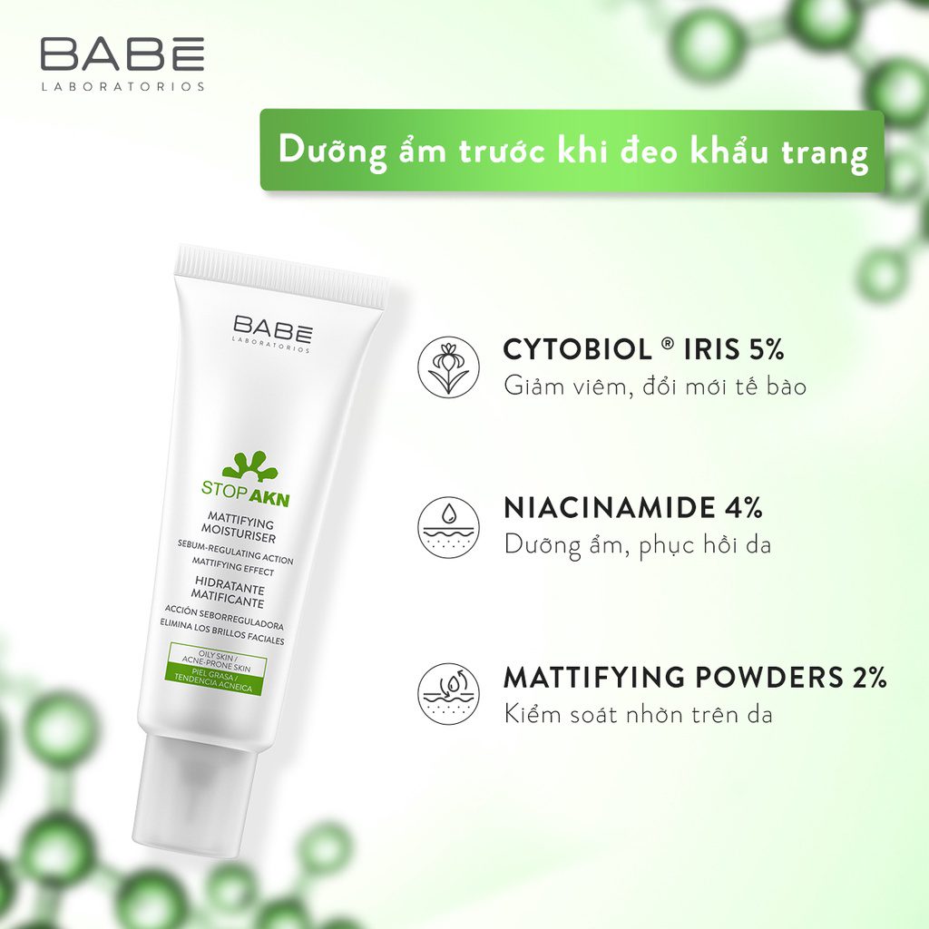 Kem dưỡng kiềm dầu điều trị mụn BABÉ Stop AKN Mattifying Moisturiser